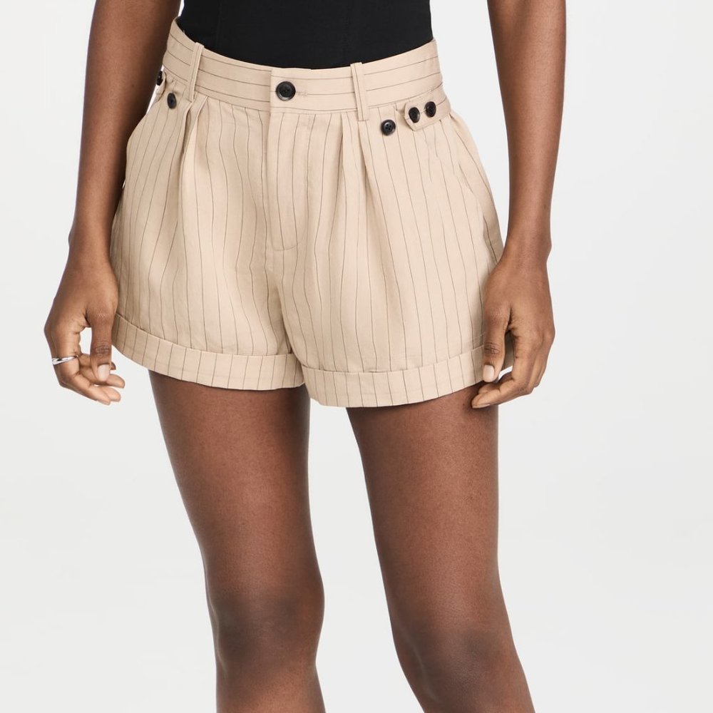 NWT Marissa Webb Kenny Pinstripe Button Tab Shorts